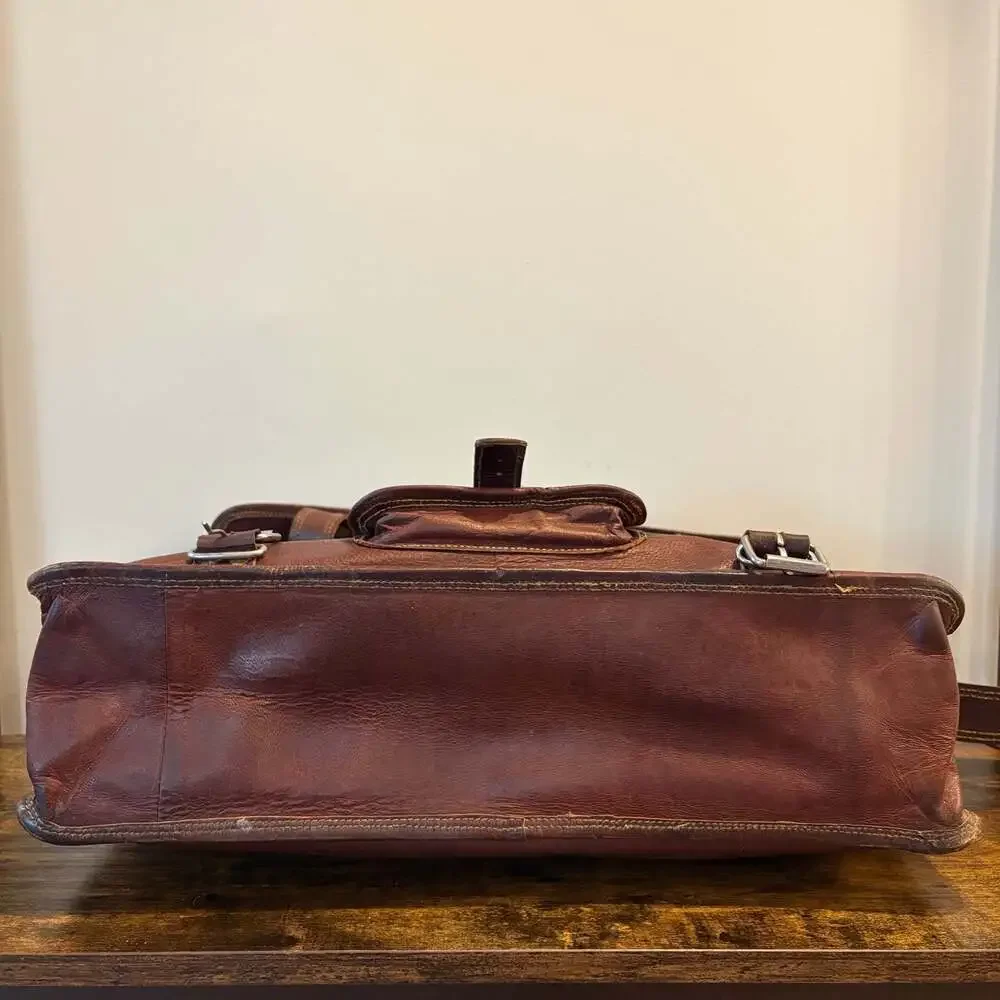 Handmade World Brown Leather Messenger Bag Laptop Satchel Briefcase Crossbody